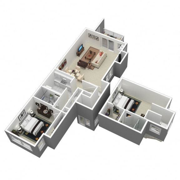 2 bedroom floorplan at Madison Glen Mills, Glen Mills, PA