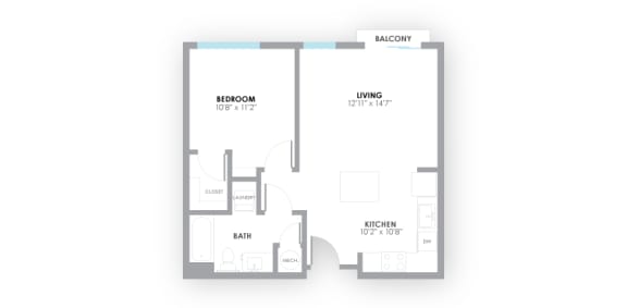 Strobe Floor Plan at AMP Apartments, PRG Real Estate, Louisville, 40206