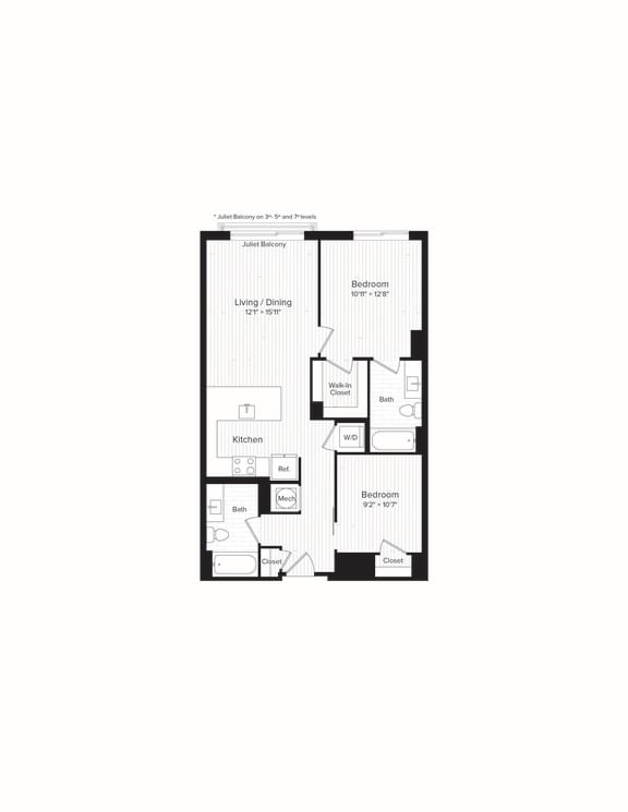 Floor Plan  B03 One Bedroom and Den
