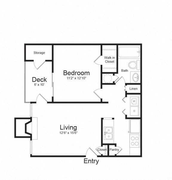 One Bed One Bath Floor plan One Bed One Bath Floor plan at The Hamilton at Kings Place, Maryland