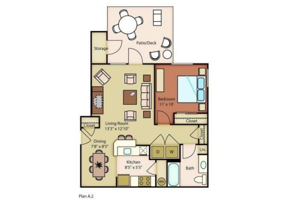 Floor Plan  Richland, WA Badger Mountain Ranch Apartments 1 bedroom 1 bath