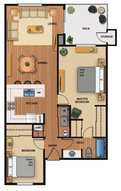 Evergreen Ridge_Richland WA_Floor Plan_Two Bedroom One Bathroom1