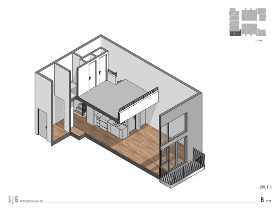 Type B Floor Plan at 1039 S. Hobart Blvd. Koreatown/Los Angeles, CA, Los Angeles, California