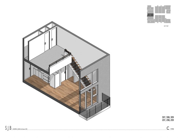 Type C Floor Plan at 1039 S. Hobart Blvd. Koreatown/Los Angeles, CA, Los Angeles