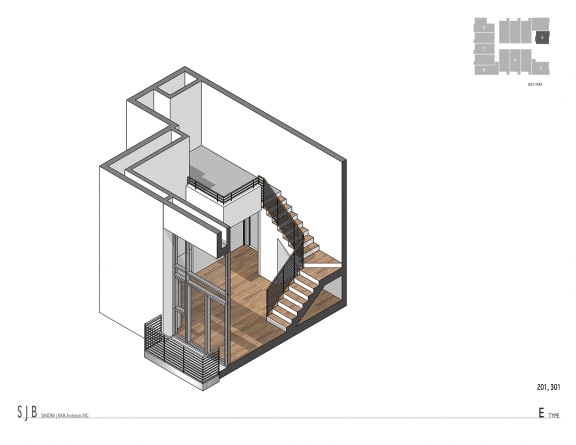 Type E Floor Plan at 1039 S. Hobart Blvd. Koreatown/Los Angeles, CA, California, 90006