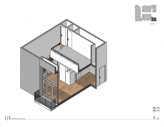 Type F Floor Plan at 1039 S. Hobart Blvd. Koreatown/Los Angeles, CA, Los Angeles, CA, 90006