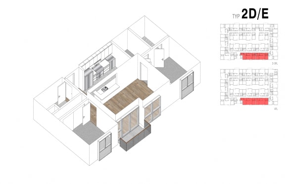 2D Floor Plan at Lido Apartments - 4847 Oakwood, Los Angeles