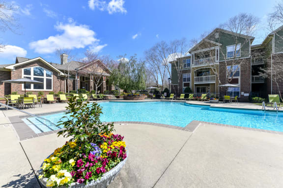 Pool view area at Alden Place at South Square Apartments, Durham, NC 27707