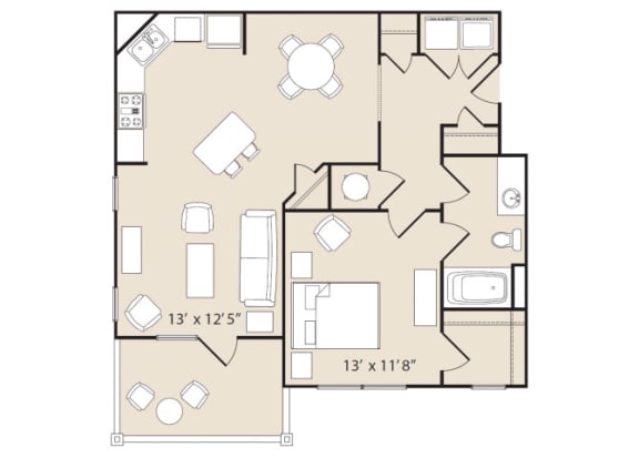 A3 Floorplan 1 Bedroom 1 Bath at Ashby at Ross Bridge, Hoover, AL 35226