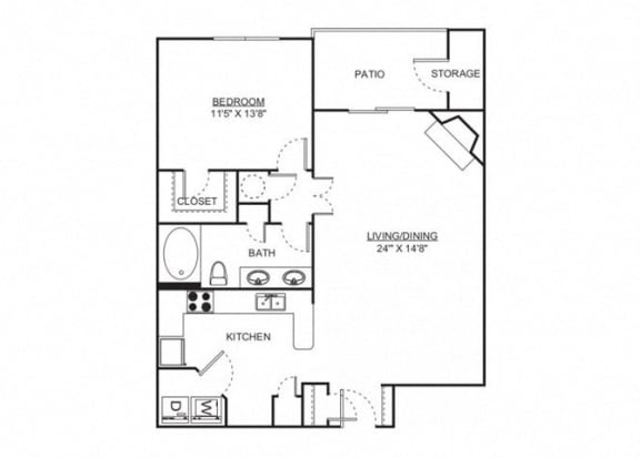 The Riverstone Floorplan 1 Bedroom 1 Bath at Madison Shelby Farms, Memphis, 38120