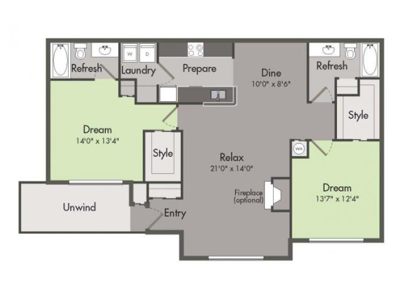 THE EDINBURGH Floor Plan at St. Andrews Apartment Homes, Johns Creek, Georgia