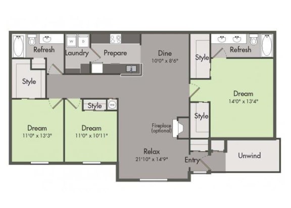 THE LIVINGSTON Floor Plan at St. Andrews Apartment Homes, Johns Creek, GA