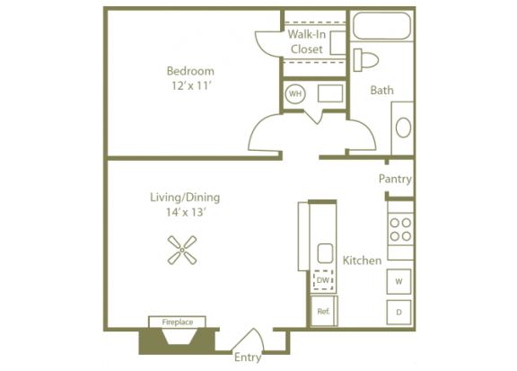 Birches Floorplan 1 Bedroom 1 Bath at Stewarts Ferry, Nashville, TN