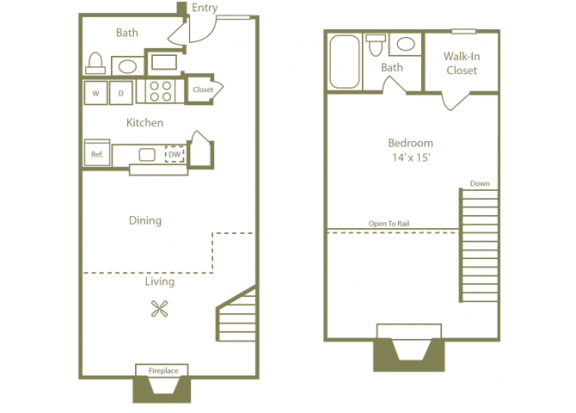 Glendale Floorplan 1 Bedroom 1.5 Bath at Stewarts Ferry, Tennessee