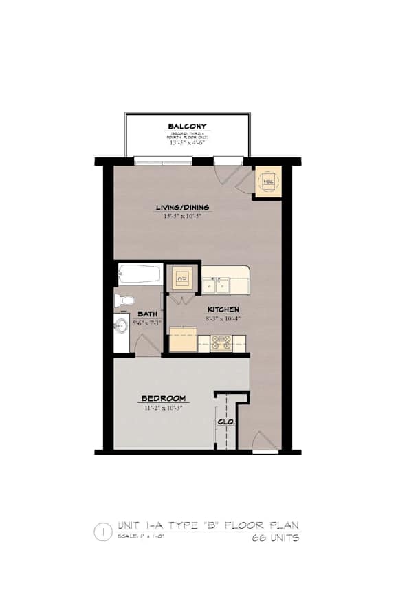 1AB Floor Plan at The Tennessee Brewery, Tennessee