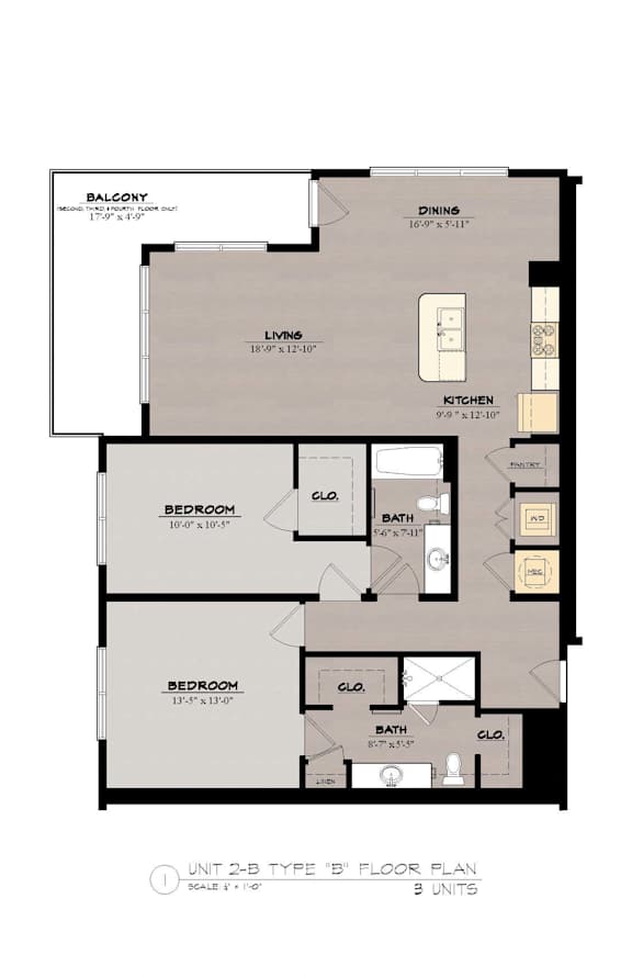2B Floor Plan at The Tennessee Brewery, Memphis, TN, 38103