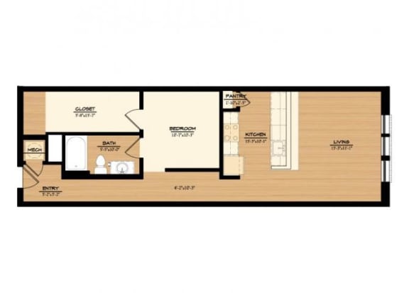 The Wash House A2 Floorplan 1 Bedroom 1 Bath 813 Total Sq Ft at The Tennessee Brewery, Memphis, TN 38103