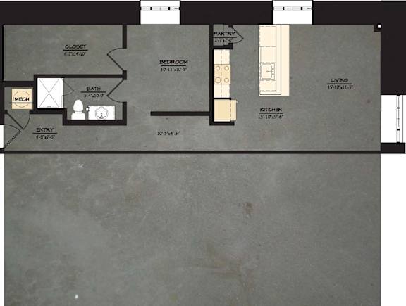A8 Floor Plan at The Tennessee Brewery, Memphis, 38103