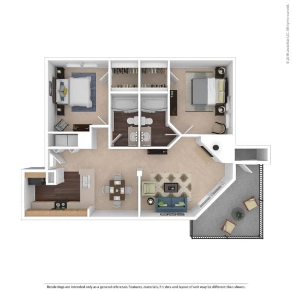 The Magnolia Floor Plan at Beacon Ridge Apartments, PRG Real Estate Management, Greenville