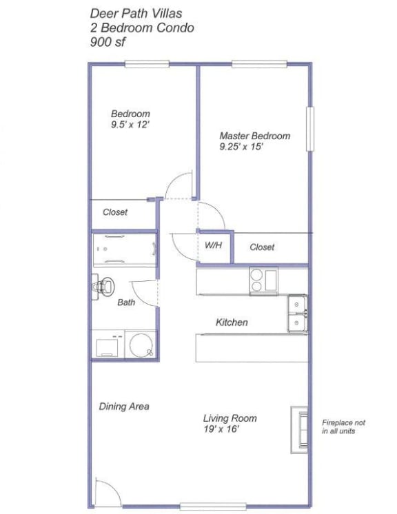 2BRM Condo Floor Plan at Deer Path LLC, Santa Rosa, CA, 95407