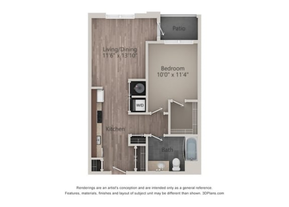 1 bedroom 1 bath apartment with balcony