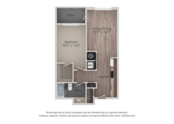 1 bedroom 1 bath apartment with balcony