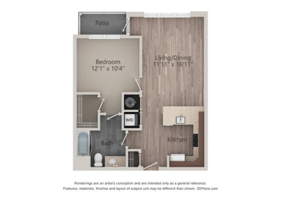 1 bedroom 1 bath apartment with balcony