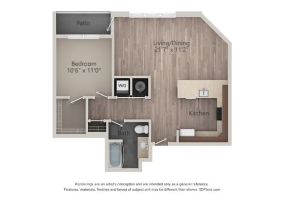 1 bedroom 1 bath apartment with balcony