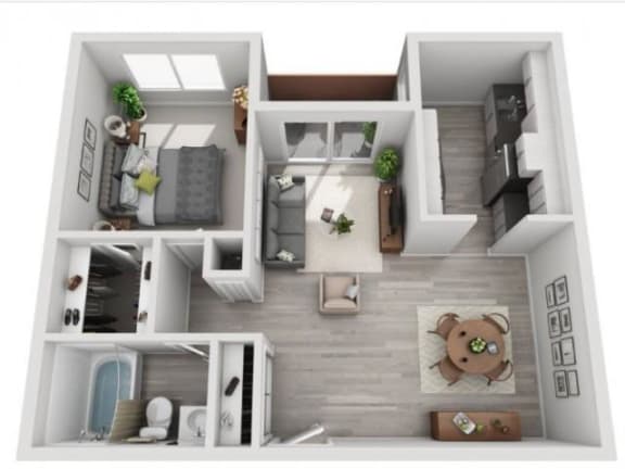 1 Bedroom Floor Plan | Candlewood North Apartments Northridge CA