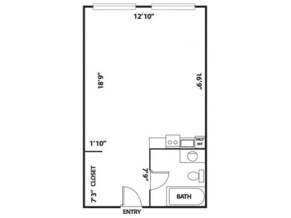 studio floor plan | The Flat Apartments in Los Angeles, CA
