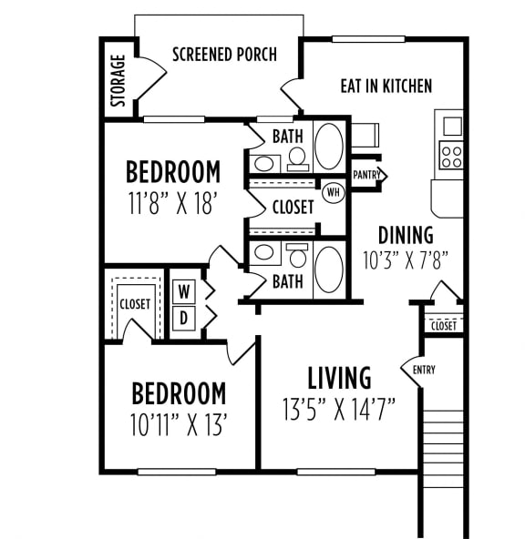 2 bedroom floor plan