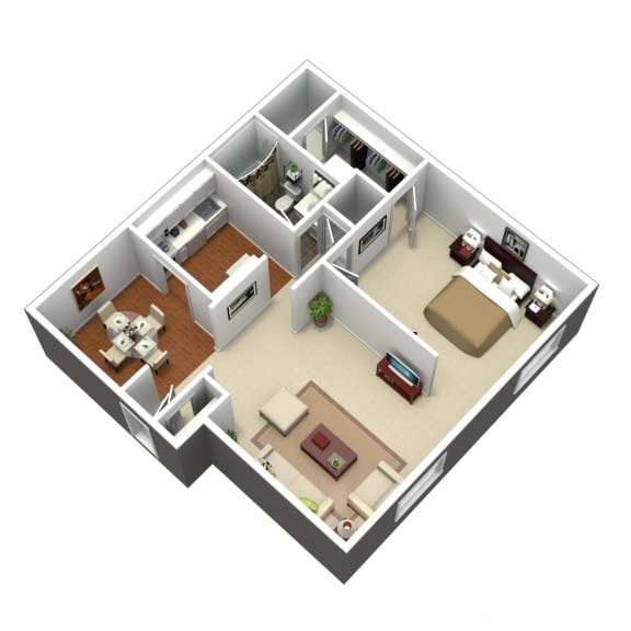 1 bedroom floorplan at Madison Rockwood, Ballwin, Missouri
