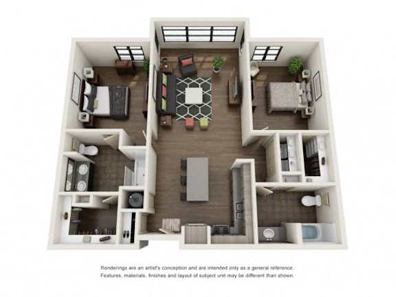 B2 Floor Plan at The Residences at Thornwood, Germantown, Tennessee