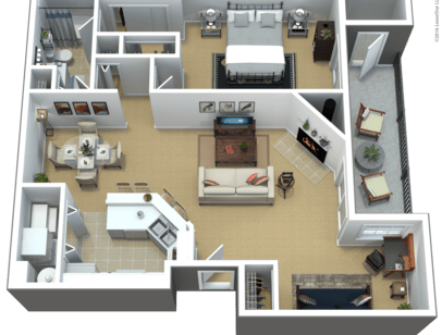 Sierra with den Floor Plan At Eagle Ridge Apartments, Monroeville
