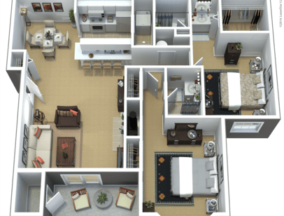 Grandteton Floor Plan at Eagle Ridge Apartments, Pennsylvania, 15146