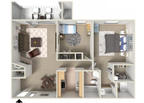 Sunrise Ridge 2 bedroom 2 bathroom apartments for rent floor plan Tucson, AZ