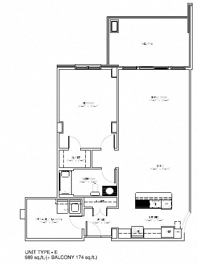 Floor plan of a 1 bed, 1 bath apartment at Amesbury Gate in Bedford, NS