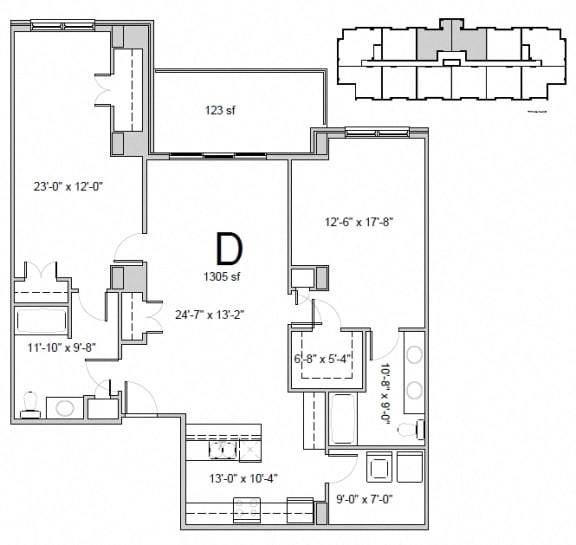 Floor plan of a 2 bed, 2 bath apartment at Amesbury Gate in Bedford, NS