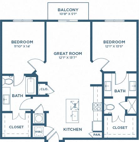 Two Bedroom Floor Plan - B1