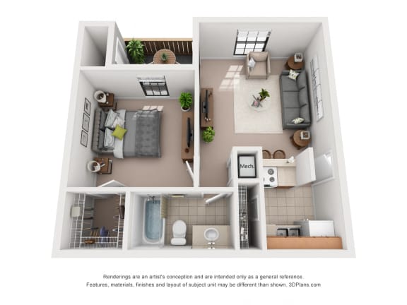 540 sq.ft. One Bed One Bath