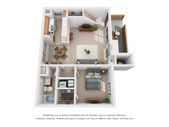 1078 sq.ft. Two Bed Two Bath