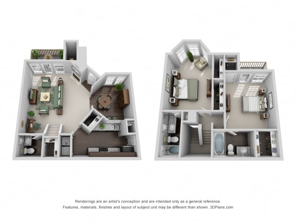 1282 sq.ft. Two Bed Two Bath