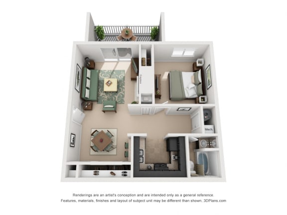 654 sq.ft. One Bed One Bath
