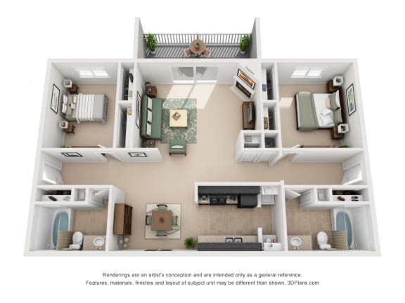 1092 sq.ft. Two Bed Two Bath
