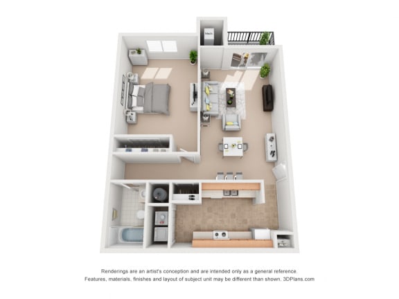 713 sq.ft. One Bed One Bath