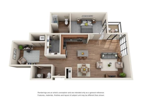 1 Bed 1 Bath Half Den Floor plan at Equinox, Washington, 98102