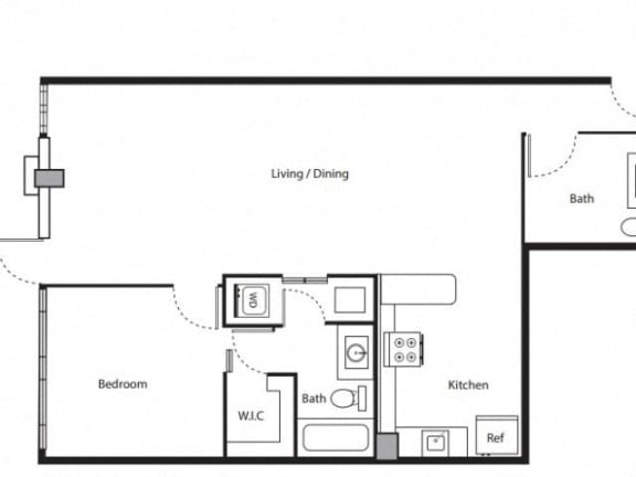 1 bedroom floor plan | District West Gables Apartments in West Miami, Florida