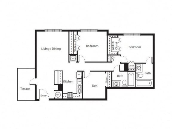 2 bedroom floor plan | District West Gables Apartments in West Miami, Florida