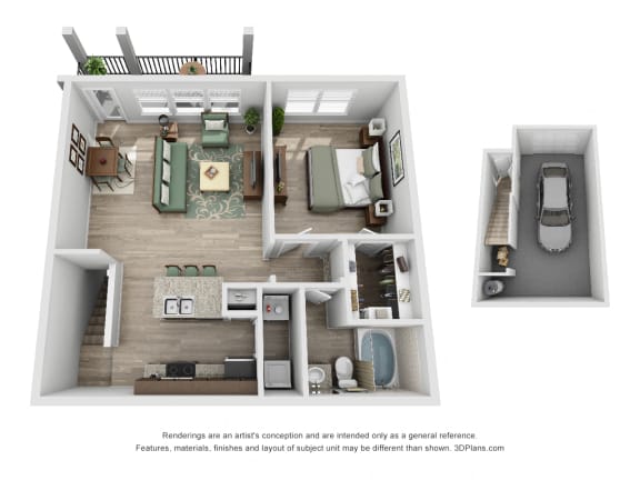 1 bedroom 1 bathroom LOS ANGELES Floor Plan at Century Stone Hill North Apartments, Texas, 78660