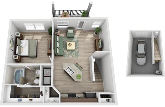 1 bedroom 1 bathroom  TOKYO Floor Plan at Century Stone Hill North Apartments, Texas, 78660